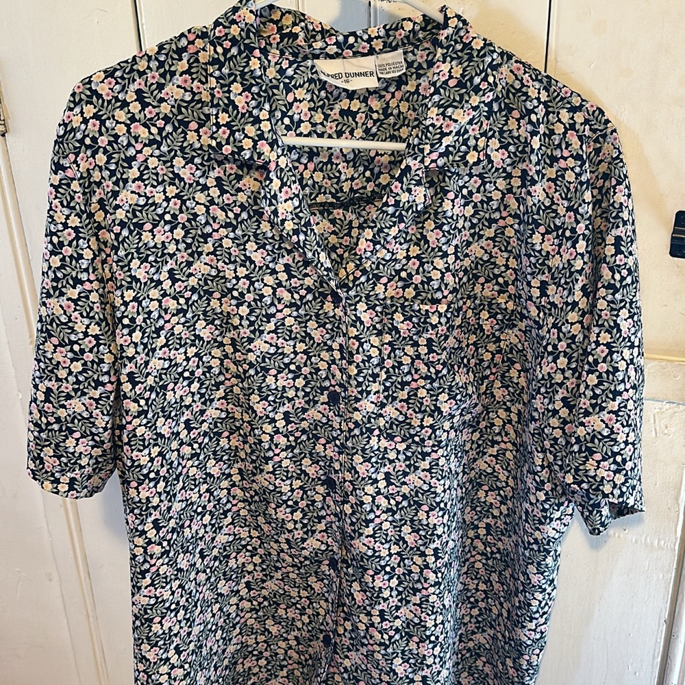 Vintage Alfred Dunner Floral Button Down Shirt Blouse 90s